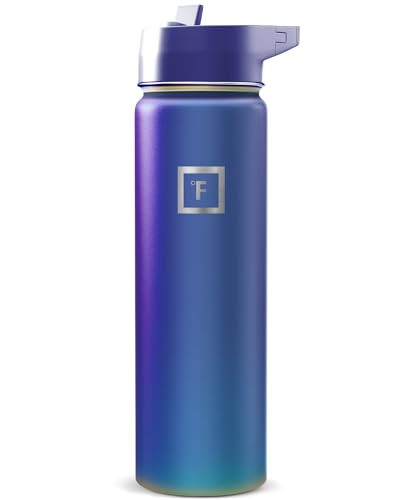 IRON °FLASK 24 oz Wide Mouth Water Bottle with Straw - color: Aurora, size: 24 Ounces, style: Straw - 24 Oz (1 Lid)