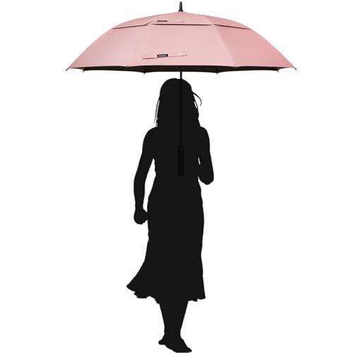 G4Free 47/54/62/68 Inch UV Protection Golf Umbrella Oversized Sun Umbrella | UPF 50+, Auto Open, Vented Double Canopy, Extra Large Coverage, Heavy Duty, Windproof Stick Umbrella - color: Dusty Rose/Black, size: 47 inch