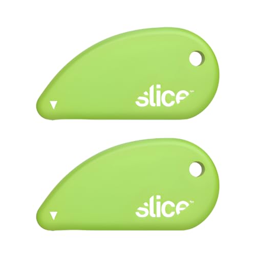 Slice Micro Safety Cutter | Safe Ceramic Box Cutter Lasting 11x Longer than Metal | Keychain Box Opener | 2 Pack | Green - color: Green, size: 2 Pack