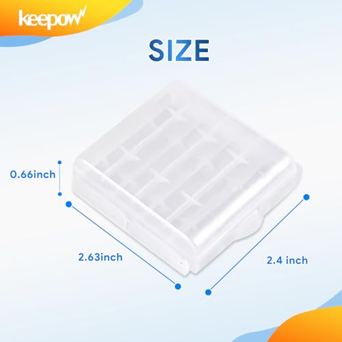 KEEPOW 12 Pcs AA/AAA Battery Storage Case Holder Box, Clear Color - size: 12 Pack