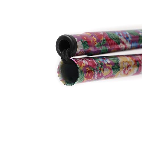 Folding Lightweight Walking Stick - Adjustable Aluminum Metal Collapsible Travel Cane with Non-Slip Rubber Base - color: Pink Floral
