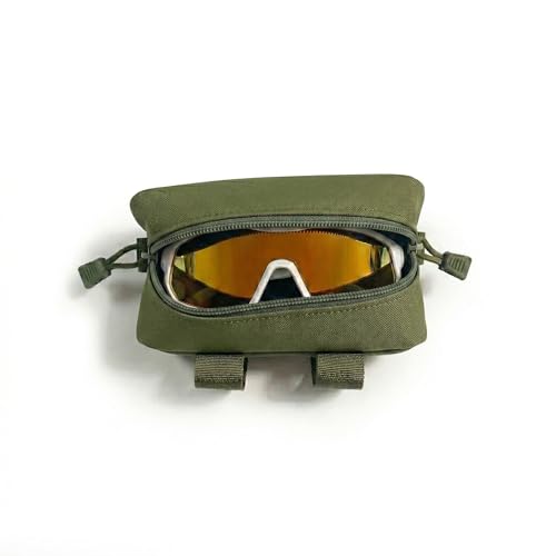 Skarabrae Glasses Case Hard Shell MOLLE Eyeglass Pouch with Solid Plate Outdoor Sunglasses Pouch for Hiking, Travel - color: Olive Green