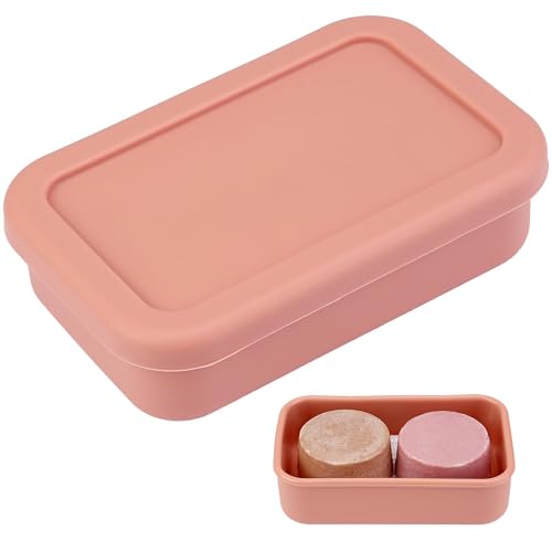 Large Soap Container, Silicone Bar Soap Case, Soap Case with Draining Layer | Portable Shampoo Bar Soap Box for Gym, Camp(Flesh Pink) - color: Rectangular Flesh Pink