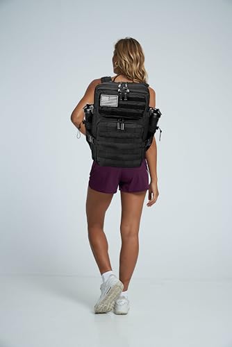 LHI Tactical Military Backpack for Men and Women 25L/35L Army Assault Pack Bag Small Rucksack with Bottle Holder - color: 2.0 35l-black, size: Medium