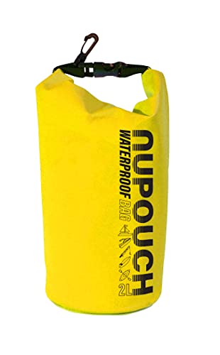 Nupouch Waterproof Dry Bag: 2L/5L/10L/20L Roll Top Lightweight Dry Storage Bag, Backpack for Travel, Swimming, Boating, Kayaking, Camping, or Beach - color: Yellow, style: 2 Liters