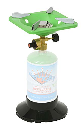 Flame King YSNVT-508 Portable BottleTop Camping Stove with Stable Lightweight Base Stand, Great for Outdoor Cooking, Backpacking, Compatible with 1LB Propane Gas Bottle | camping-stoves