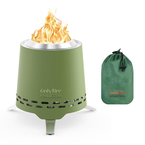 2-in-1 Wood Burning Fire Pit with Pot Rack, 7.8" Tabletop Fireplace, Green | Portable Stainless Steel Camp Stove with Carry Bag for Camping, Patio, Backyard, RV & Tailgating, Smokeless Firepit, FP053 - color: Green, size: 7.8"