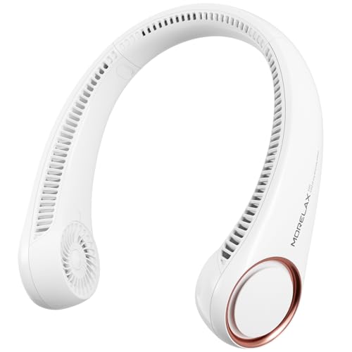 Morelax Neck Fan, USB Rechargeable Personal Fan,Hand Free Bladeless Portable Fans,4000 mAh, 3 Speeds,72 Air Faster softer 360° Cooling, Ultra Quiet,Gift Suitable for Home, Office, Travel, Sports - color: White
