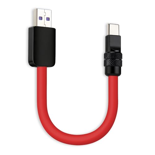 chubbycable 120W Short USB A to C Charging Cable, Red+Black, 0.82FT | Premium Zinc Alloy Connectors, 6mm Silicone Extra Thick, 45,000+ Bend Tested, E-Marker Chip, Stable 480Mbps Data Transfer - color: Red+Black, size: 0.82 ft, style: USB A-Type C