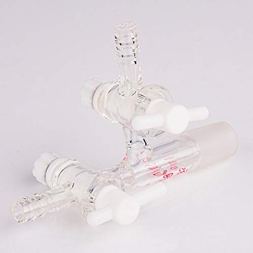 stonylab Glass Vacuum Transfer Adapter, Borosilicate Glass Vacuum Adapter with PTFE Stopcocks and 19/22 Inner Joint - size: 19/22 Joint