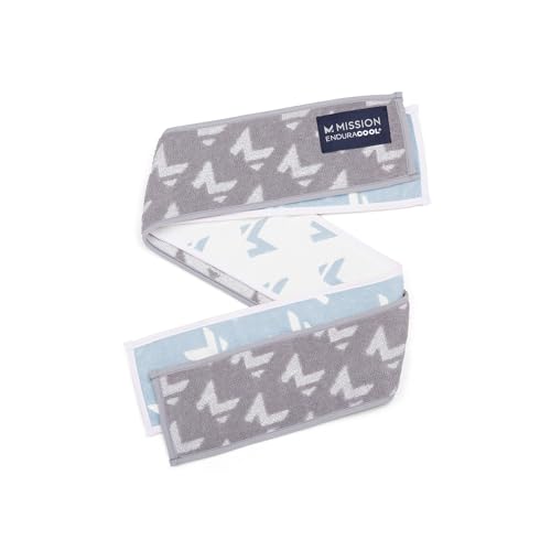 MISSION Instant Cooling Up to 8 Hours Enduracool+ Mini Performance Towel, 2 Pack, UPF 50, Fast Drying, for Outdoors, Running, Sports, Hiking, Camping, Gym (Ash Gray & Soft Blue)
