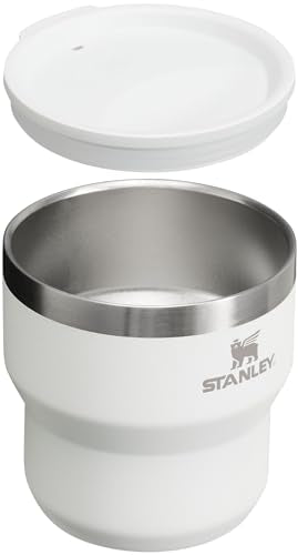 STANLEY Stay-Hot Stacking Camp Cup 10 oz | Press In Drink Through Lid | Cup for Coffee, Tea and Drinks | Insulated Stainless Steel Coffee Mug | BPA-Free | Pale Pebble - color: Pale Pebble, size: 10 Ounces