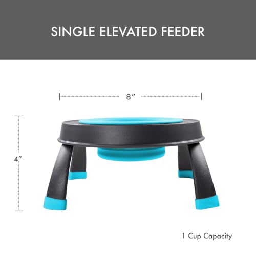 Dexas Pets Elevated Pet Feeder, Small, 1.5 Cup Capacity, Blue, Raised Pet Food and Water Bowl - color: Blue, size: Small/1.5 Cup Capacity