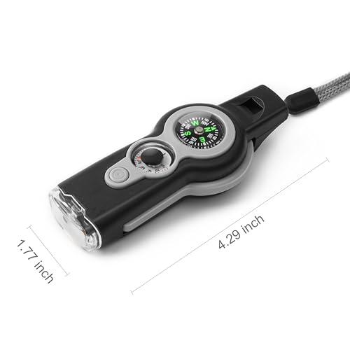 Emergency Survival Function Whistle, Outdoor Multifunctional Tool Safety Whistle with Lanyard, Ideal for Kayaking, Boating, Hiking, Camping, Climbing, Hunting,Rescue Signaling - color: grey1