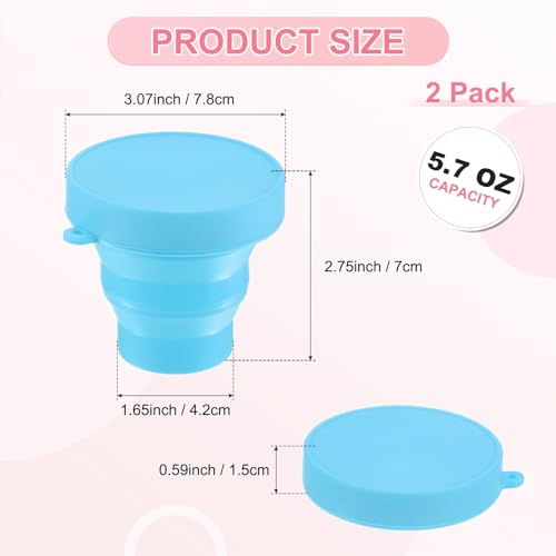 M METERXITY 2 Pack Collapsible Travel Cup, 5.7oz(170ml) Silicone Portable Foldable Water Cup Bottle for Travel/Camping/Hiking, Reusable [Sky Blue] - color: Sky Blue