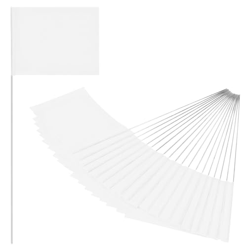 20Pack White Marking Flags,Writable | 15x4x5 Inch,PVC Small Lawn Marking Flags,Yard Flags for Garden Survey Irrigation Yard Marking and Dog Training (White 20Pcs) - color: White 20Pcs