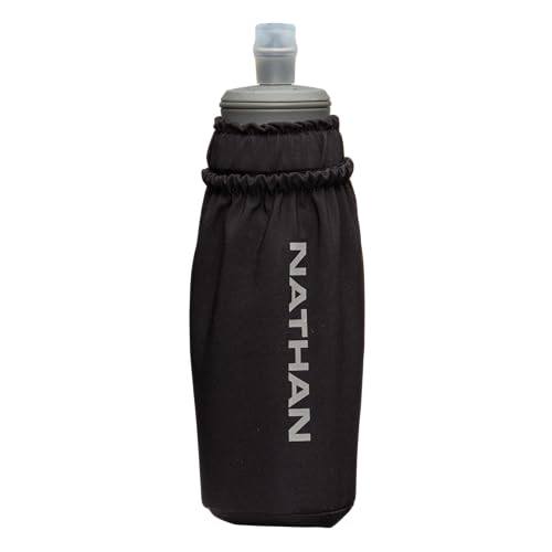Nathan Pinnacle 14 oz Soft Flask Handheld Water Bottle, BPA-Free with Bite Valve, Black, OSFM - color: Black, style: 14oz