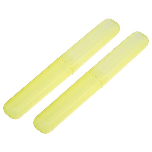 VOCOSTE 2Pcs Travel Toothbrush Case, Yellow - color: Yellow