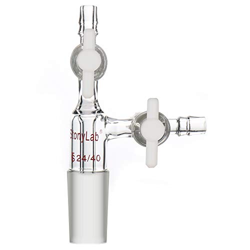 stonylab Glass Vacuum Transfer Adapter, Borosilicate Glass Vacuum Adapter with PTFE Stopcocks and 24/40 Inner Joint - size: 24/40 Joint