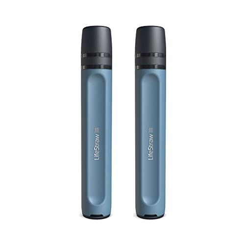 LifeStraw Peak Series - Personal Water Filter Straw for Backup Filtration, Emergency, Survival, and Ultralight Hydration, Mountain Blue, 2 Pack - color: Mountain Blue, style: 2 Pack- Peak Series
