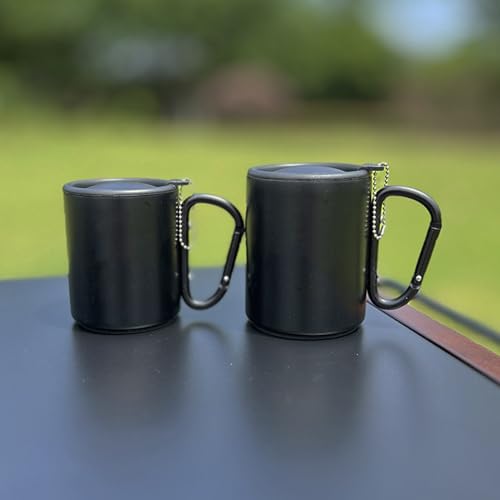 Portable Carabiner Hook Handle Mug with Lid Outdoor Mug Camping Hiking Cup Insulated Mug