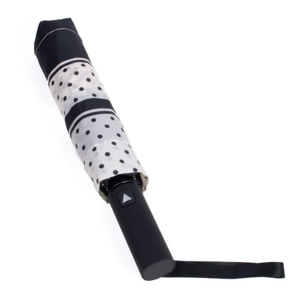 Nollia Compact Travel Umbrella with Auto Open – Windproof Folding Umbrella, Lightweight & Portable for Rain - color: G. Black & White Polka Dot