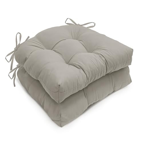 2 Pack Waterproof Outdoor Chair Cushions U-Shaped, Grey - color: Grey