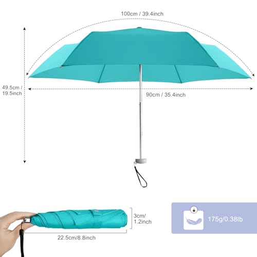 Lejorain Travel Umbrella Compact Flat Small Folding Windproof Lightweight for Women Men - color: 10.Lake Green