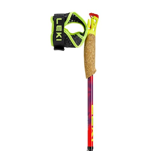 LEKI Ultratrail FX.One Superlite Trekking Poles | Carbon, Foldable, Ultralight Trail Running & Hiking Sticks - color: Bright Red-Violet-Neonyellow, size: 115 cm