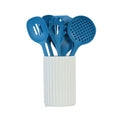 Glad Kitchen Utensils Set, 8pcs - Nonstick Cooking Tools with Utensil Holder - Nylon Spoon, Ladle, Skimmer, Spaghetti Server, and Turner Spatula Set - Dishwasher Safe, Blue - color: Blue, size: 8-piece Set