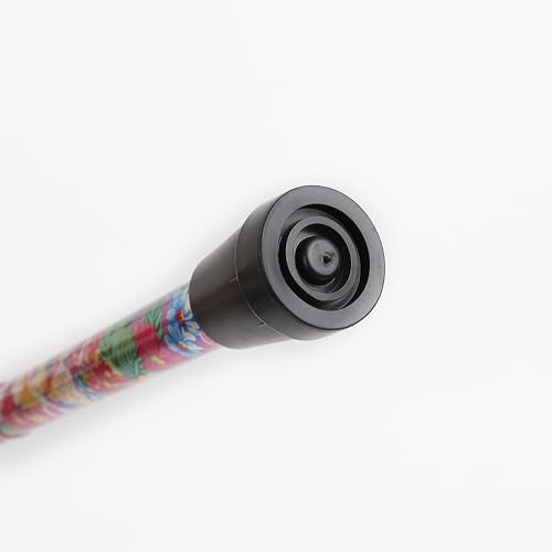 Folding Lightweight Walking Stick - Adjustable Aluminum Metal Collapsible Travel Cane with Non-Slip Rubber Base - color: Pink Floral