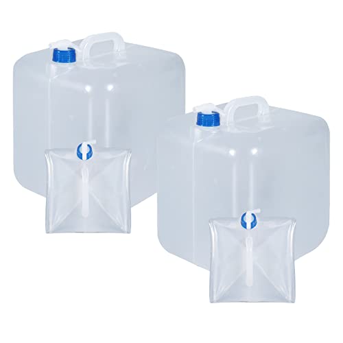 2 Pack Collapsible Water Container with Spigot, Foldable Cube Water Jugs Portable Water Storage for Outdoors Camping Hiking Disaster Preparedness & Survival Gear 1.4/2.6/4/5.3 Gallon - size: 2.6Gallon, style: Stylea