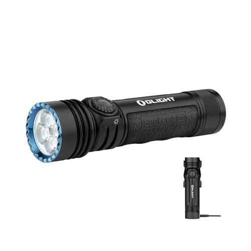 OLIGHT Seeker 4 Pro Rechargeable Flashlights, Bright High Lumens Black | 4600 Lumens, High Powerful Flash Light, with USB C Charging Holster, Waterproof IPX8 for Emergencies, Camping, Searching - color: Black