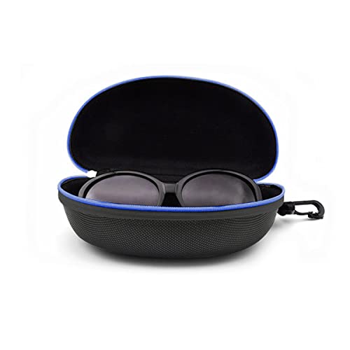 3pcs Zipper Hard Shell Sunglasses Case and Eyeglasses Case Portable Travel Glasses Case with Plastic Hook - color: Blue