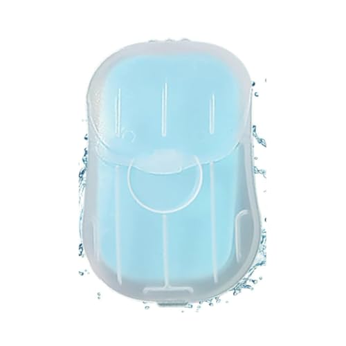 50Pcs Blue Portable Soap Sheets, Mini Portable Travel Soap Paper Sheets Disposable Water Soluble Hand Washing Bath Scented Paper Camping and Shampoo for Outdoor, Camping Hiking Personal Care