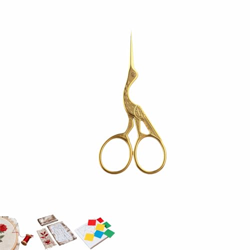 Copper Crane Embroidery Scissors,Sharp Rainbow Stainless Steel Craft Snips for Sewing,3.74 inch,Comfortable Grip for Crafts and Sewing,DIY,Tea Sachets,Ideal Gift for Precision Cutting (Gold) - color: Gold