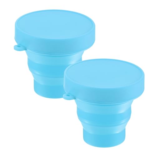 M METERXITY 2 Pack Collapsible Travel Cup, 5.7oz(170ml) Silicone Portable Foldable Water Cup Bottle for Travel/Camping/Hiking, Reusable [Sky Blue] - color: Sky Blue