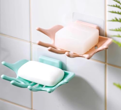 Creative Soap Holder for Shower - Wall Mounted Bathroom Soap Dish Organizer with Strong Adhesive Soap Tray for Kitchen Sink, Dish Soap Dispenser Holder,Gray - color: A-gray