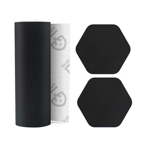 GEAR AID Tenacious Tape 3" x 20" Nylon Repair + 2 Hex Patches, Black - color: Black Tape with Patches, style: 3" × 20" + (2) 1.5" Hex Patches