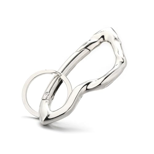 Cute Y2K Carabiner Keychain Clips Irregular Cool Multi-Use Large Heavy Duty Carabiner Hook Key Ring Outdoor Accessories Buckle - color: Silver Tone