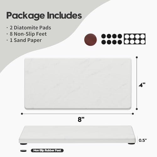2PCS Diatomite Marble Stone Drying Mat for Kitchen Counter, Water Absorbing Soap Tray Stone Faucet Mat for Bathroom, Quick Dry Splash Guard Sink Protector, Vanity Dish Dispenser Sponge Holder, 8"x3.8" - color: 2 Pack - Marble Pattern - 8"x 3.8"
