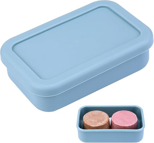 Travel Soap Case, Silicone Soap Container, Leakproof Soap Holder with Lid | Shatterproof Shampoo Bar Holder for Bathroom, Travel, Gym, Camp(Grey Blue) - color: Rectangular Grey Blue