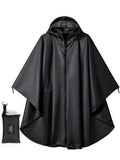 Unisex Hooded Rain Poncho, Waterproof Raincoat Jacket with pocket for Adult, Rain Coat for Outdoor Activities - color: Black