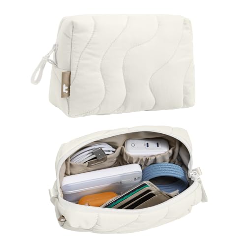 tomtoc Electronics Organizer Travel Case, Soft Puffy Accessory Tech Case - color: Snowberg