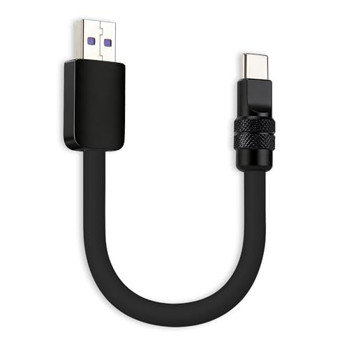 chubbycable 120W Short USB A to C Charging Cable, Black, 0.82FT | Premium Zinc Alloy Connectors, 6mm Silicone Extra Thick, 45,000+ Bend Tested, E-Marker Chip, Stable 480Mbps Data Transfer - color: Black, size: 0.82 ft, style: USB A-Type C