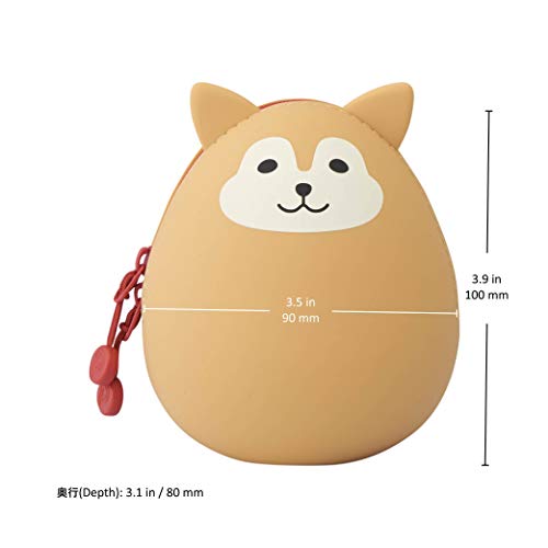 LIHIT LAB PuniLabo Mini Zipper Pouch, Egg-Shaped, 2.2" x 2.4", Shiba Dog (A7782-2) - color: Shiba Dog, size: Medium: 2.2 × 2.4 inches