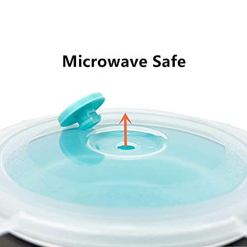 CCyanzi 3piece Round Collapsible Bowl with Lids, Silicone Food Storage Containers, Microwave & Freezer Safe, Space Saving for Kitchen Cabinet and Camping Backpack,(Blue Gray) - color: blue with gray