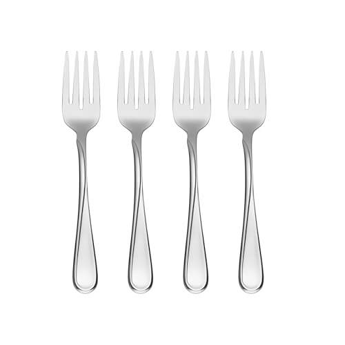 Oneida Flight Salad Forks Silverware Set for 4, Flatware | mirror finish | 6.65 inch length | dishwasher safe, cutlery set, utensil set, rust resistant, wedding silverware - style: Salad Forks, Set of 4