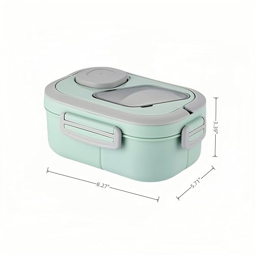 40oz Adult Bento Box with Multiple Compartments, Food - grade PP, Built - in Handle, Leak - Proof, Microwave & Refrigerator Safe (Green) - color: Green