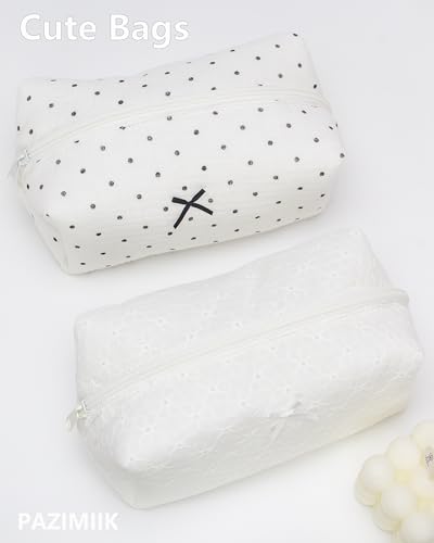 Cozy Makeup Bag for Women,Zipper Cosmetic Pouch,Embroidery Floral,2 Pack - color: Embroidery Floral